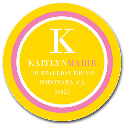 Prints Charming Address Labels - Yellow & Pink Modern Classic Initial Prints Charming Address Labels - Yellow & Pink Modern Classic Initial