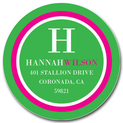 Prints Charming Address Labels - Green & Pink Modern Classic Initial Prints Charming Address Labels - Green & Pink Modern Classic Initial