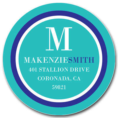 Prints Charming Address Labels - Turquoise & Navy Modern Classic Initial Prints Charming Address Labels - Turquoise & Navy Modern Classic Initial
