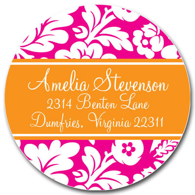 Prints Charming Address Labels - Orange & Hot Pink Playful Floral