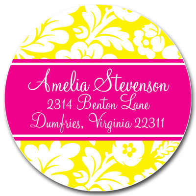 Prints Charming Address Labels - Hot Pink & Yellow Playful Floral