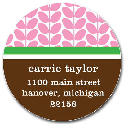 Prints Charming Address Labels - Pink & Green Stylish Leaf Print