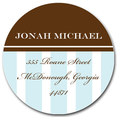 Prints Charming Address Labels - Light Blue & Brown Classic Stripe
