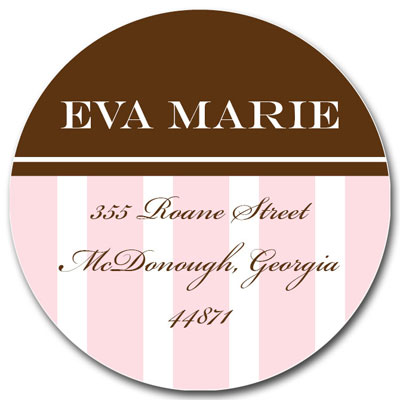 Prints Charming Address Labels - Light Pink & Brown Classic Stripe