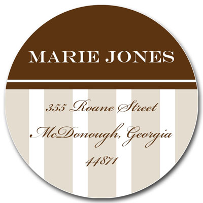 Prints Charming Address Labels - Sand & Brown Classic Stripe