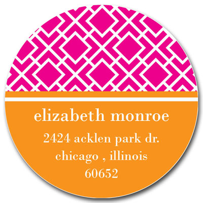 Prints Charming Address Labels - Hot Pink & Orange Geometric Print