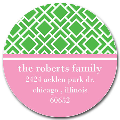 Prints Charming Address Labels - Green & Pink Geometric Print