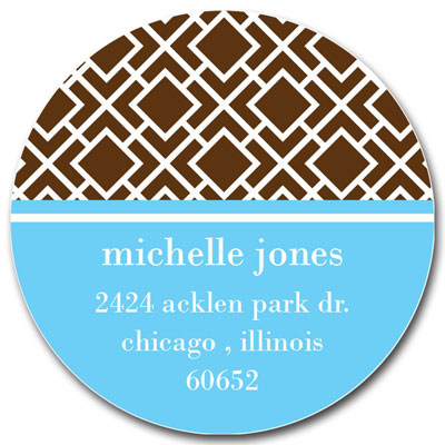 Prints Charming Address Labels - Brown & Light Blue Geometric Print