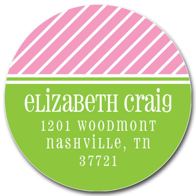 Prints Charming Address Labels - Pink & Lime Pinstripe