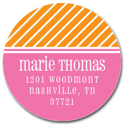 Prints Charming Address Labels - Orange & Pink Pinstripe
