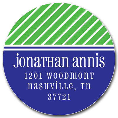 Prints Charming Address Labels - Green & Navy Pinstripe