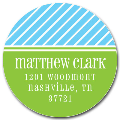 Prints Charming Address Labels - Blue & Green Pinstripe