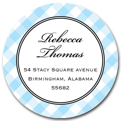 Prints Charming Address Labels - Light Blue Gingham Print Prints Charming Address Labels - Light Blue Gingham Print