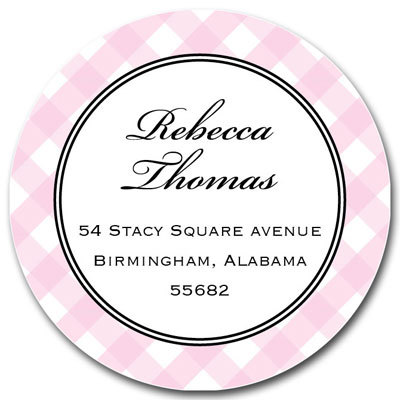 Prints Charming Address Labels - Light Pink Gingham Print Prints Charming Address Labels - Light Pink Gingham Print