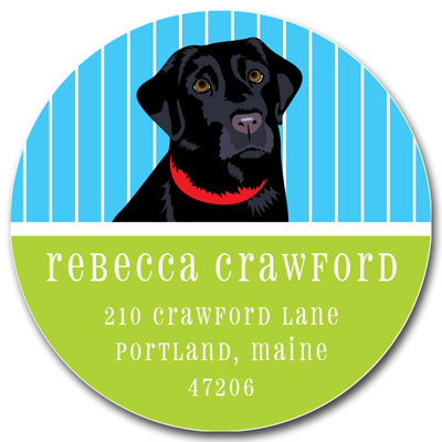 Prints Charming Address Labels - Black Lab Pinstripe