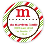 Prints Charming Holiday Address Labels - Festive Peppermint Stripe Initial
