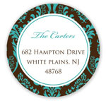 Prints Charming Holiday Address Labels - Turquoise and Brown Damask