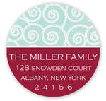 Prints Charming Holiday Address Labels - Aqua and Brick Swirls