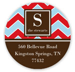 Prints Charming Holiday Address Labels - Red and Blue Chevron
