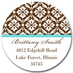 Prints Charming Address Labels - Brown & Turquoise Lace Pattern