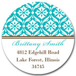 Prints Charming Address Labels - Turquoise & Brown Lace Pattern