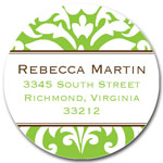 Prints Charming Address Labels - Green Damask