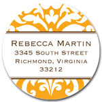 Prints Charming Address Labels - Orange Damask