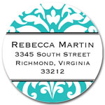 Prints Charming Address Labels - Turquoise Damask