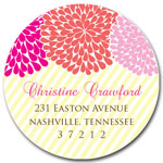 Prints Charming Address Labels - Elegant Floral With Pinstripes