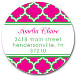 Prints Charming Address Labels - Hot Pink & Green Greek Pattern