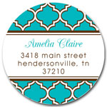 Prints Charming Address Labels - Turquoise & Brown Greek Pattern