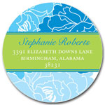 Prints Charming Address Labels - Elegant Blue Floral With Lime Background