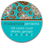 Prints Charming Address Labels - Turquoise & Brown Funky Floral