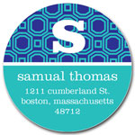 Prints Charming Address Labels - Navy & Turquoise Geometric Print