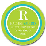 Prints Charming Address Labels - Lime & Turquoise Modern Classic Initial