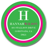 Prints Charming Address Labels - Green & Pink Modern Classic Initial