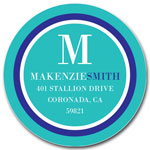 Prints Charming Address Labels - Turquoise & Navy Modern Classic Initial