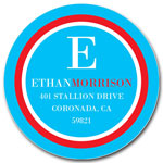 Prints Charming Address Labels - Blue & Red Modern Classic Initial