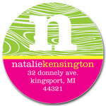 Prints Charming Address Labels - Green & Pink Faux Bois Initial