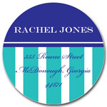 Prints Charming Address Labels - Turquoise & Navy Classic Stripe