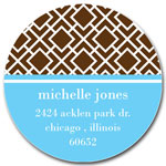 Prints Charming Address Labels - Brown & Light Blue Geometric Print