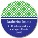 Prints Charming Address Labels - Green & Navy Geometric Print Initial