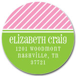 Prints Charming Address Labels - Pink & Lime Pinstripe