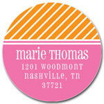 Prints Charming Address Labels - Orange & Pink Pinstripe