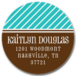 Prints Charming Address Labels - Turquoise & Brown Pinstripe