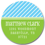 Prints Charming Address Labels - Blue & Green Pinstripe