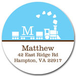 Prints Charming Address Labels - Blue Train Custom Initial