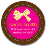 Prints Charming Address Labels - Orange Stripe Bow With Border Stitch