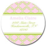Prints Charming Address Labels - Pink & Green Greek Pattern