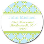 Prints Charming Address Labels - Blue & Green Greek Pattern